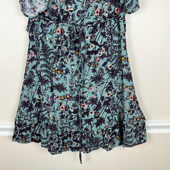 NWT Miami Francesca’s Harvey A6 Teal Ruffled Floral Dress, Size Small - Picture 7 of 13